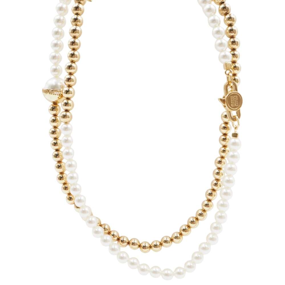 Miu Metal Pearl Necklace #355463F55B